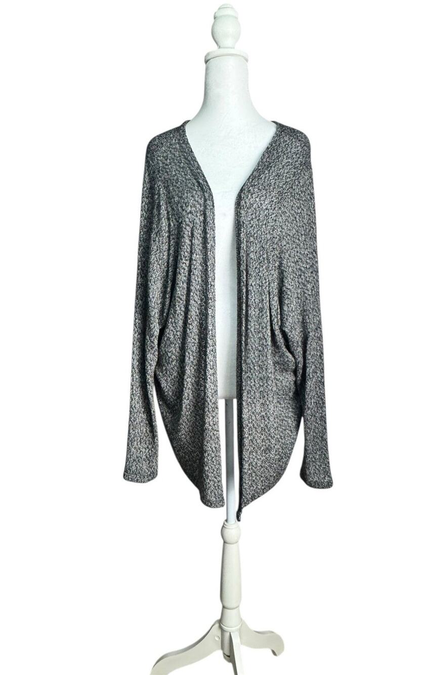 Brandy Melville Black Marled Open Front Cardigan One Size Lightweight Knit Italy